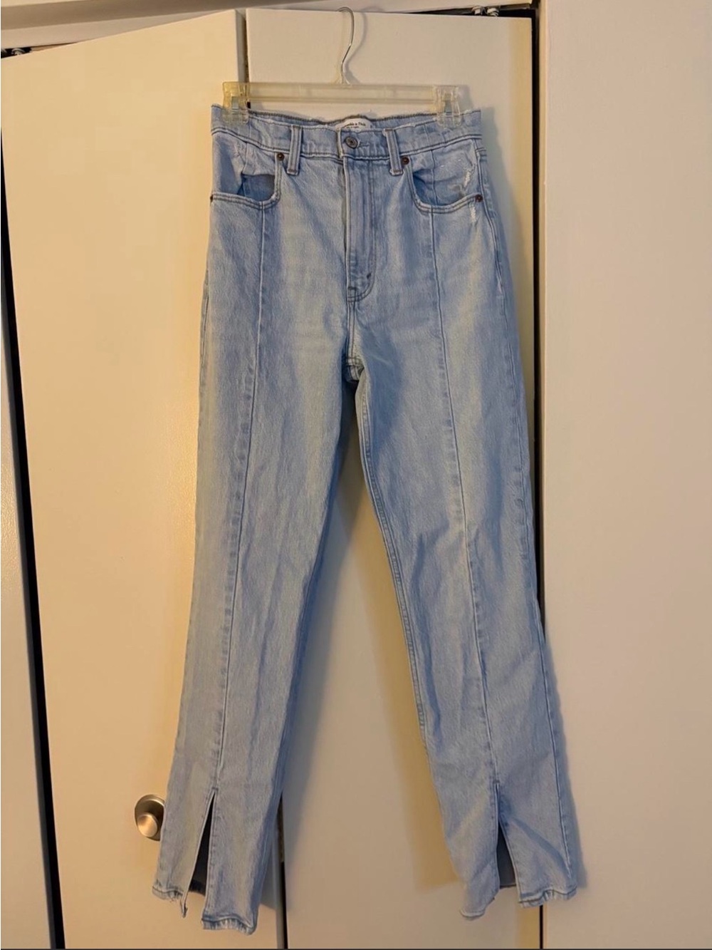 Abercrombie & Fitch Women’s Ultra High Rise 90s Straight Leg Jeans w/ Front Slit